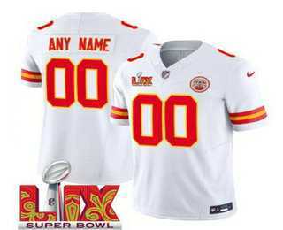 Men & Women & Youth Kansas City Chiefs Customized White 2025 Super Bowl LIX FUSE Vapor Limited Jersey